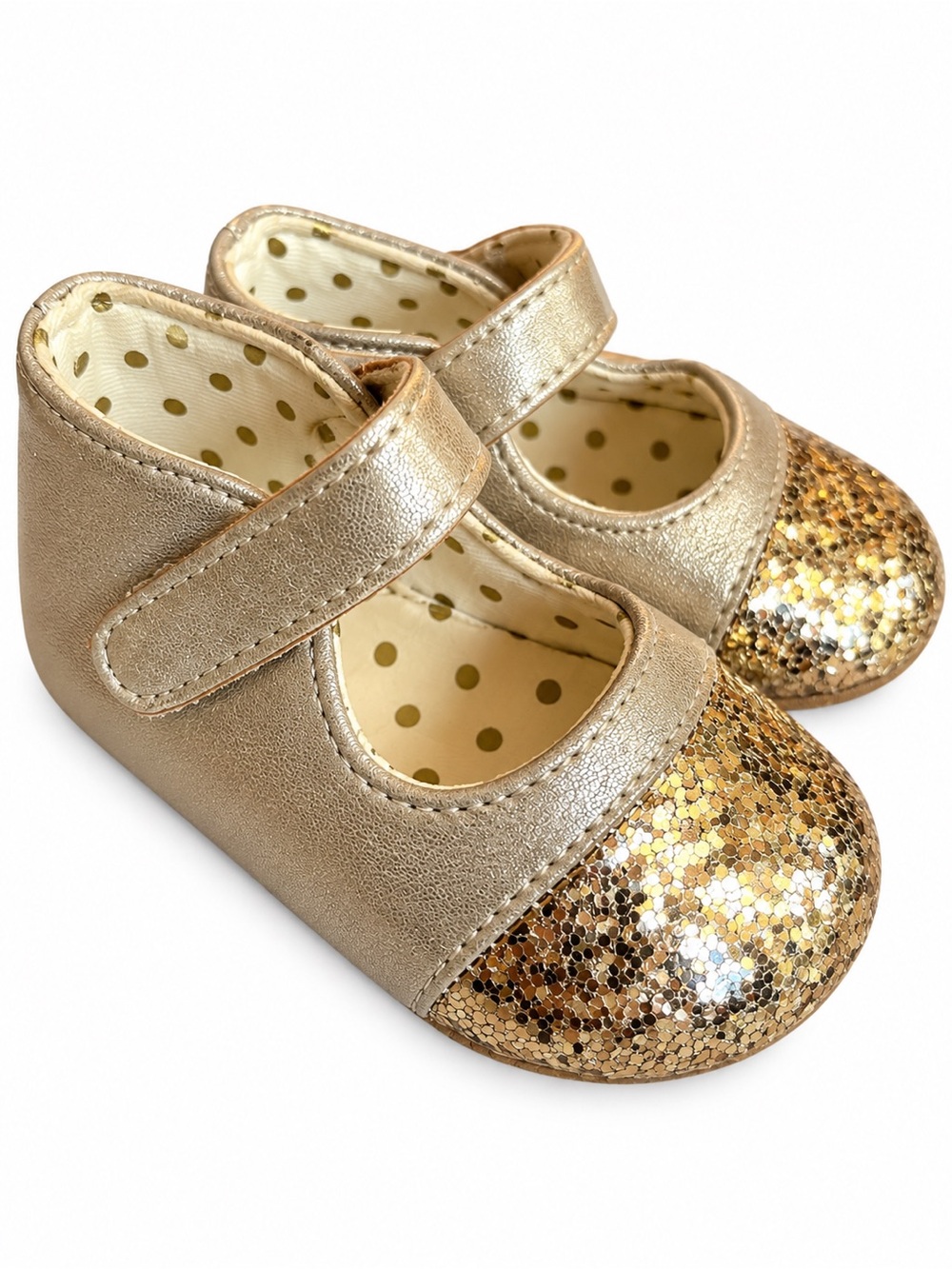 The Children's Place Metallic Gold Glitter Mary Jane Baby Shoes